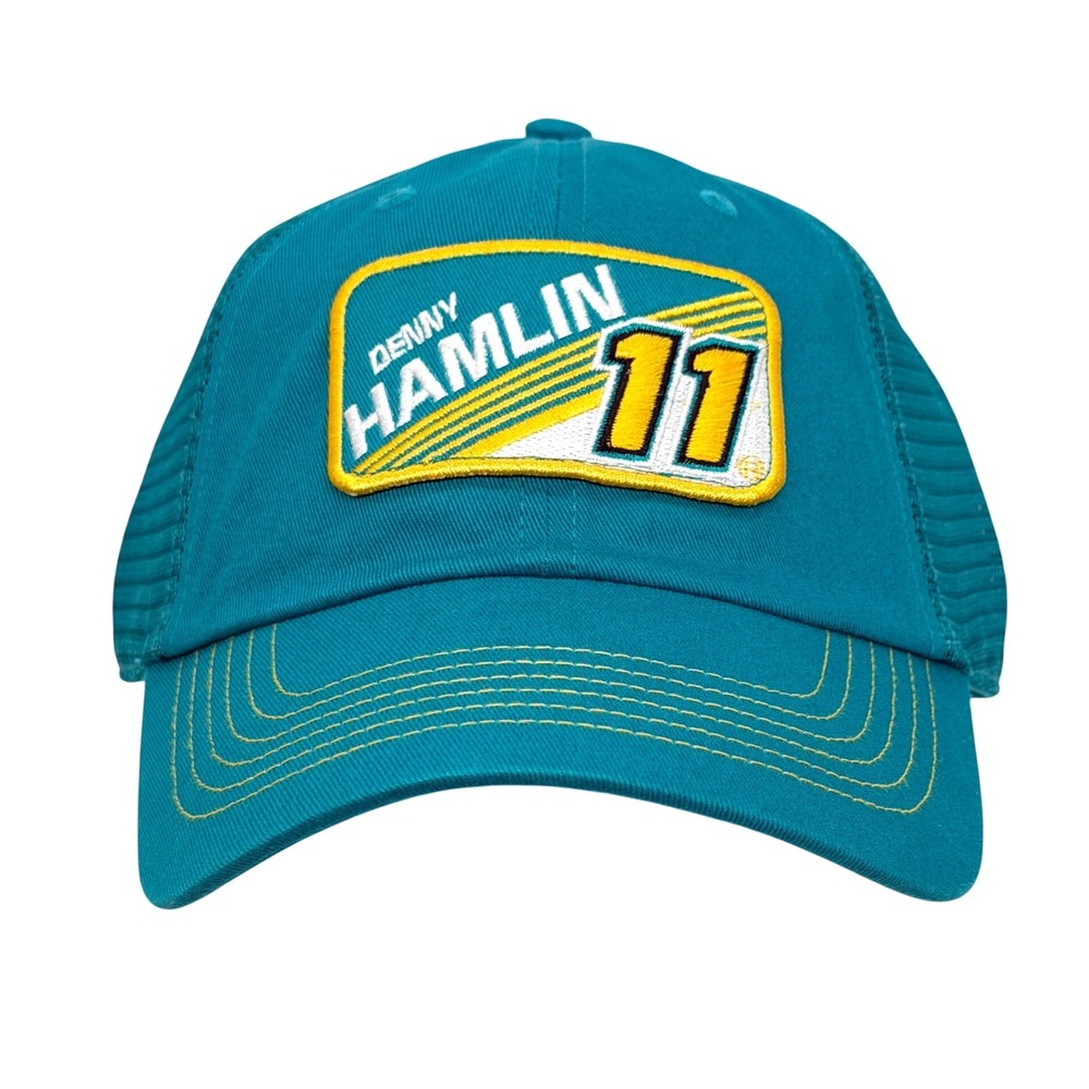 NASCAR Denny Hamlin 11 Trucker Hat Teal Blue Mesh Snapback Racing Cap